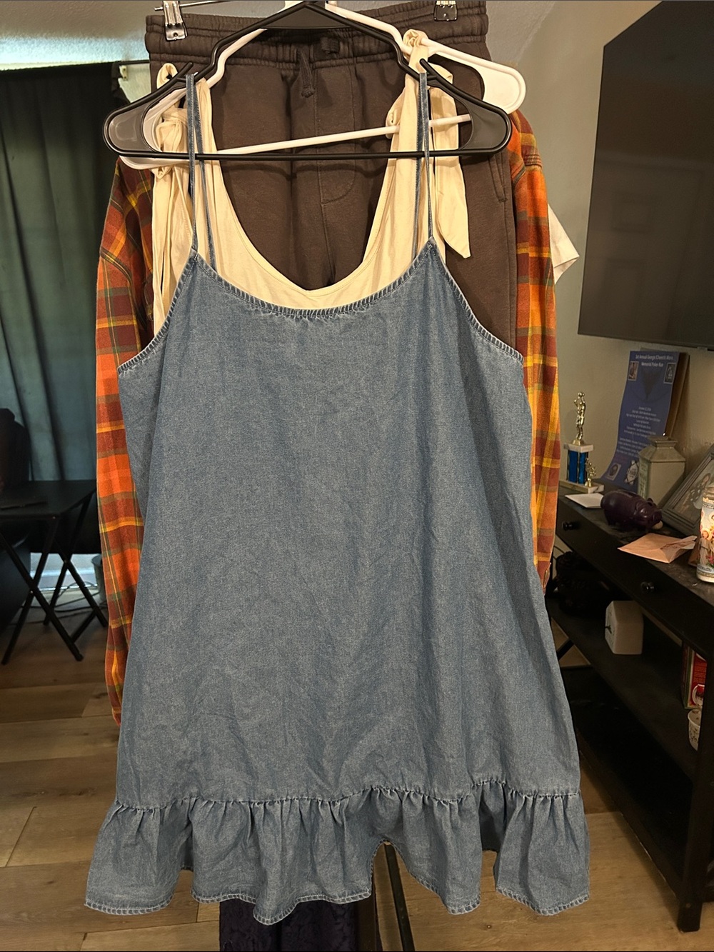 Cupshe Light Blue Denim Ruffle-Hem Mini Dress